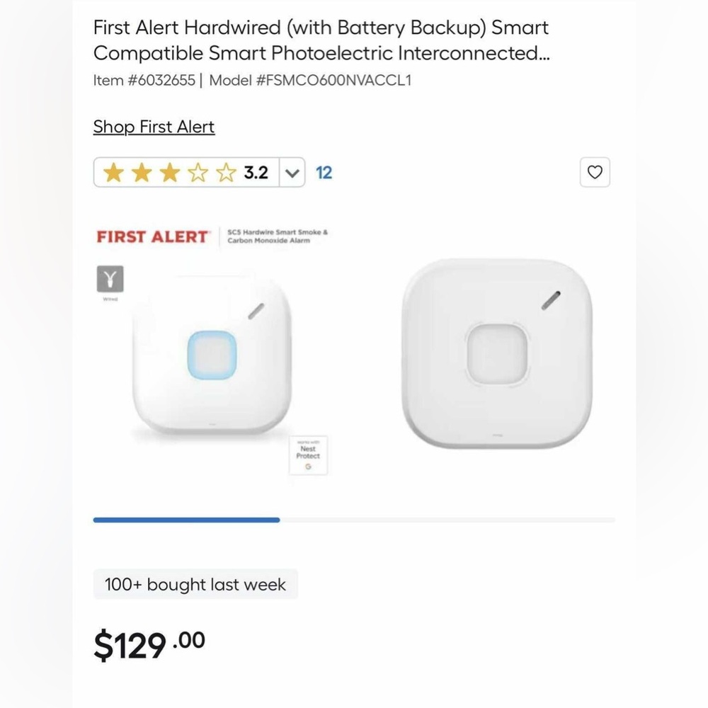 Two Pack First Alert Fire Smoke Carbon Monoxide Detector Smart Nest Compatible